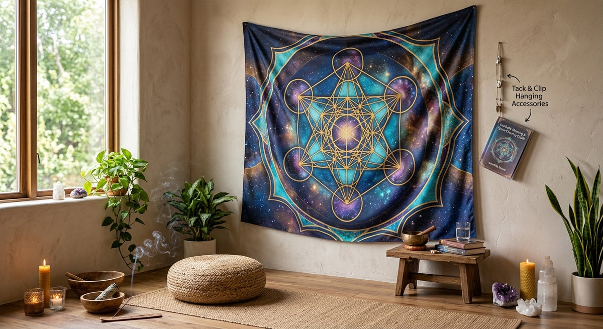 🧘✨ Tapisserie Murale Spirituelle Géométrie Sacrée ✨🧘